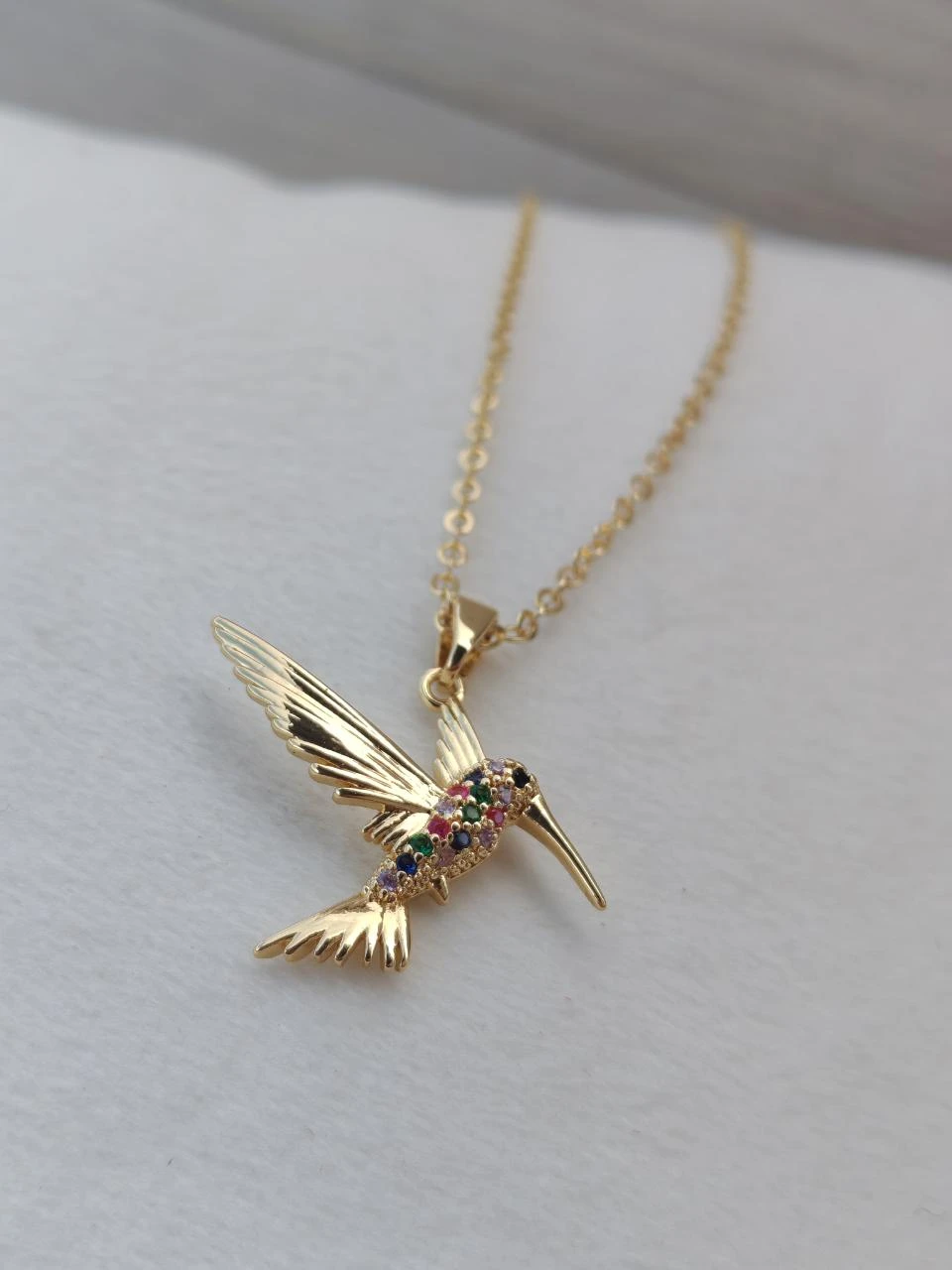 Gold hummingbird necklace multicolored zircon Gold Plated 3017 at 11.99€ – photo 3